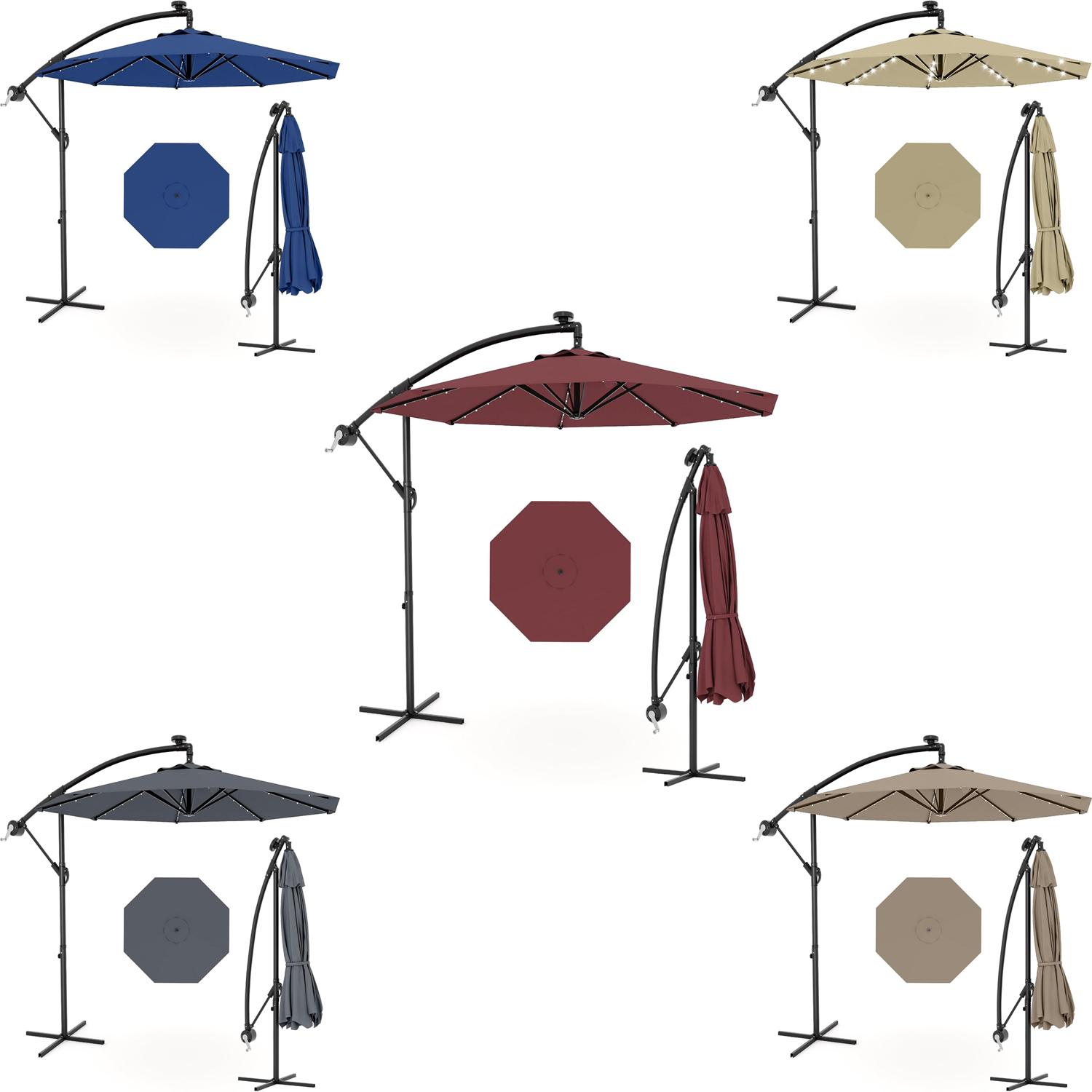 Smart Garden Umbrella - 10 FT Cantilever Parasol met Solar