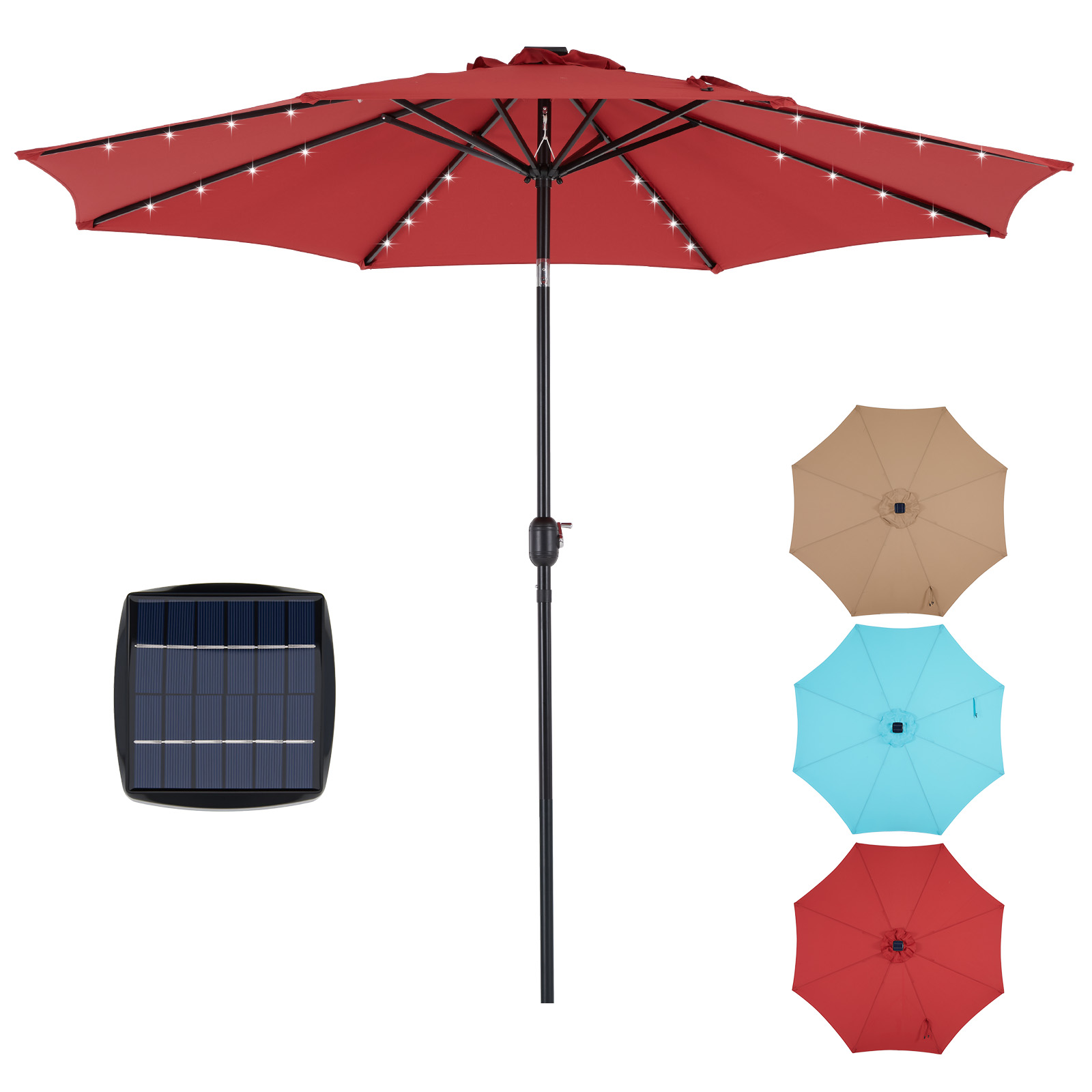 Smart Garden Umbrella - JHK 10FT zonne-terrasparaplu met 32 LED-verlichting