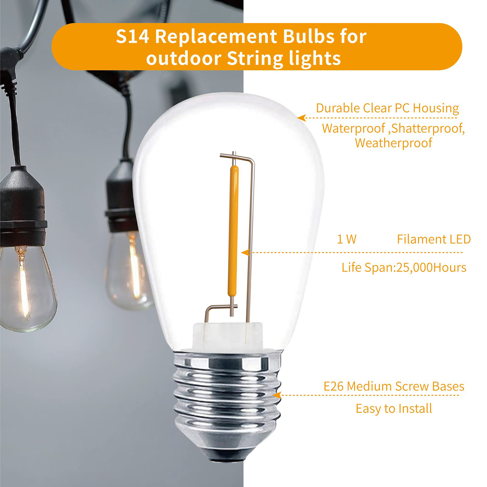Led S14 Vervangende Lampen 1W  - Smart Garden Umbrella recensie en prijs