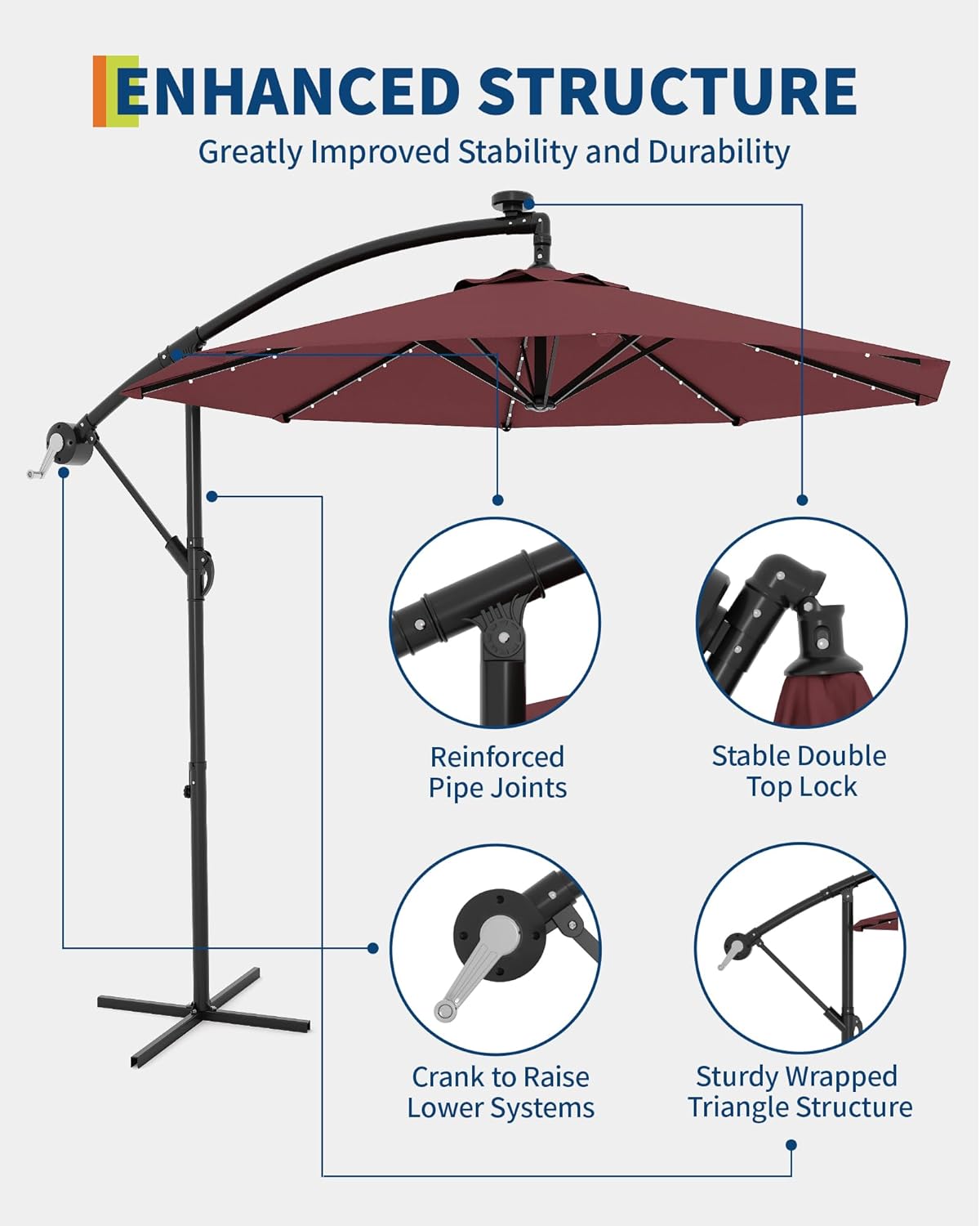 10 FT Cantilever Parasol met S - Smart Garden Umbrella recensie en prijs