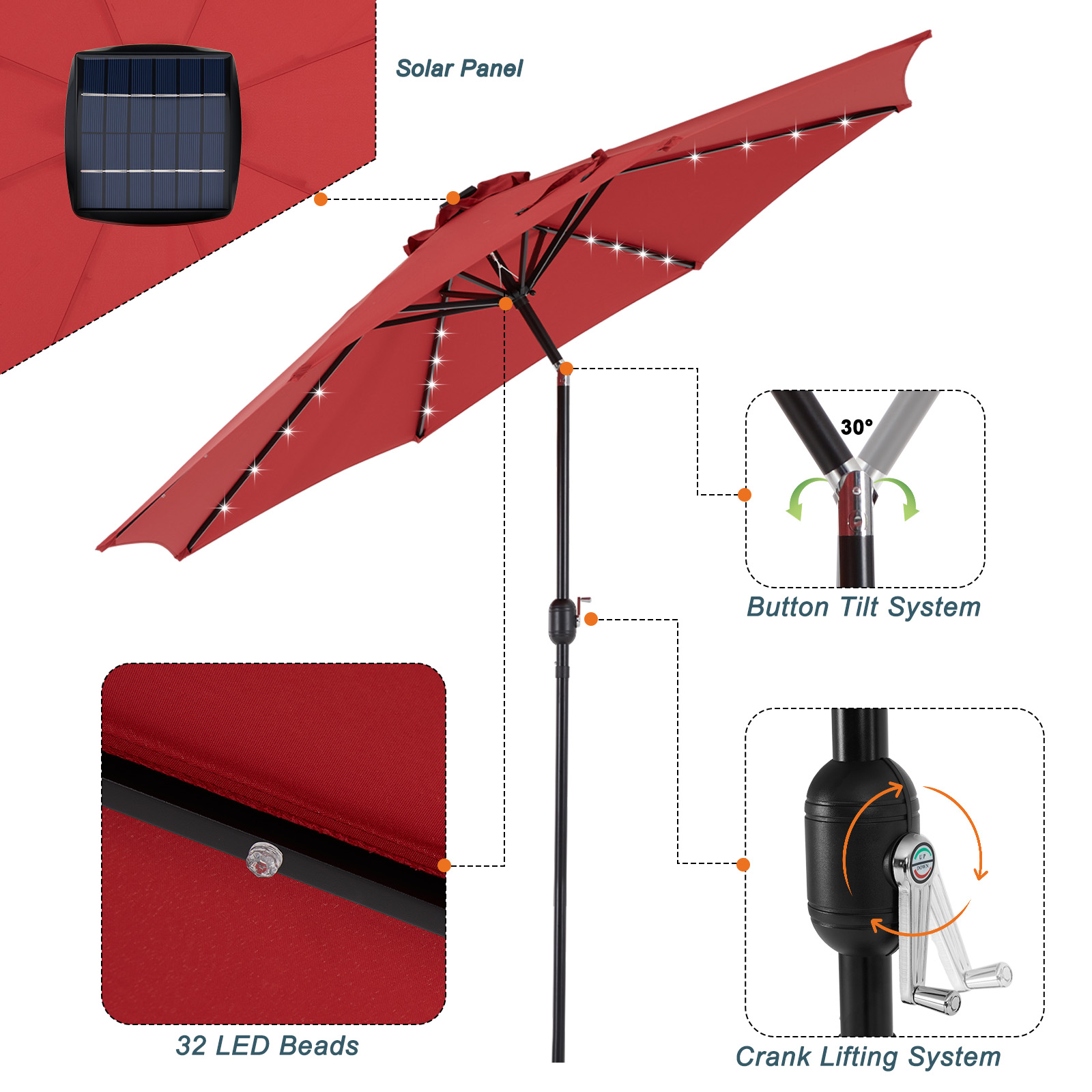 JHK 10FT zonne-terrasparaplu m - Smart Garden Umbrella recensie en prijs